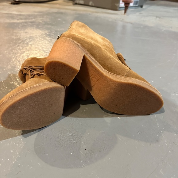 UGG Tan Suede Ankle Boots with Fringe - Picture 2 of 5